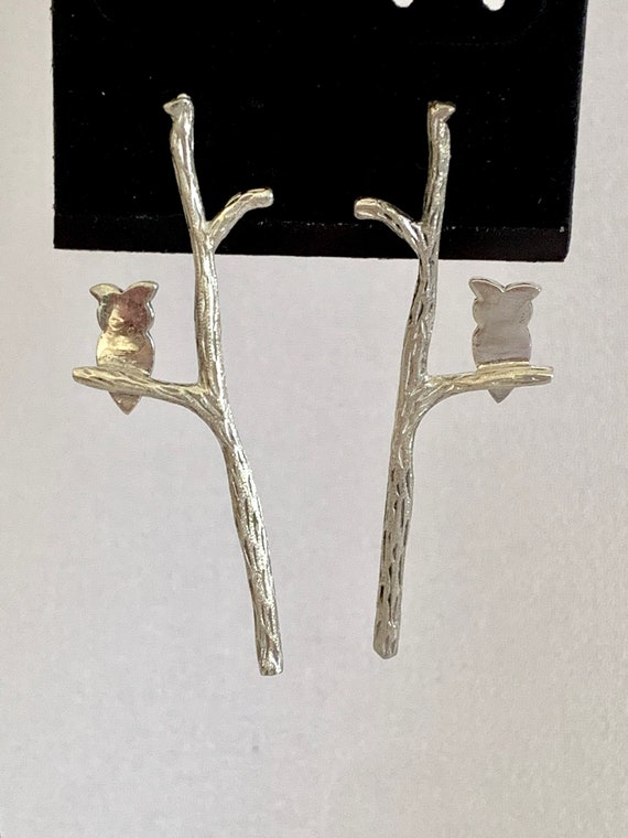 CFJ Owl in a Tree Sterling Silver Earrings Thaila… - image 1