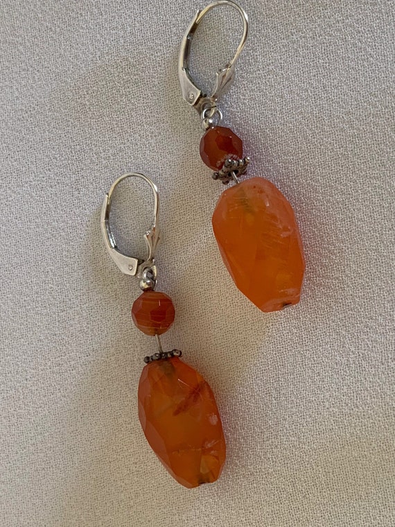 Amber and Silver Dangle Earrings - image 4