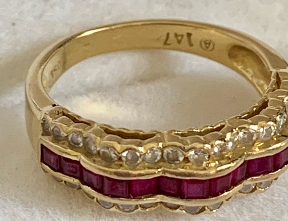 Ruby and Diamond 18k Gold Ring - image 9