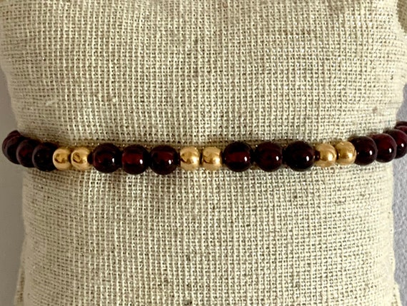 Garnet and Gold Bead Bracelet - image 3