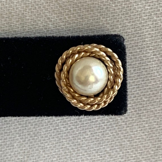 Cultured Pearl 14K Gold Button Earrings - image 2