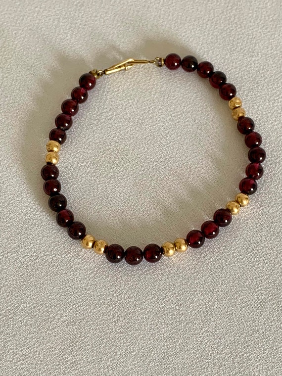 Garnet and Gold Bead Bracelet - image 1