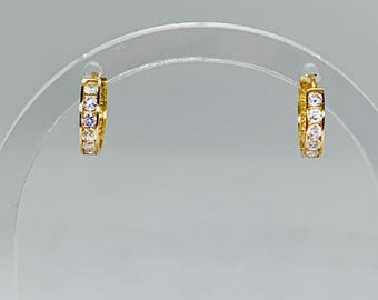 10k Yellow Gold Cz Mini Hoop Earrings #22707 - Etsy 10K Yellow Gold CZ Mini Hoop Earrings #22707 main image 0