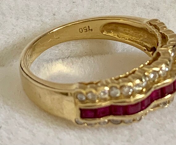 Ruby and Diamond 18k Gold Ring - image 4