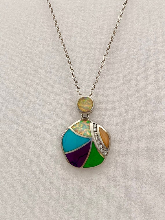 Enamel and Sterling Silver Pendant on Sterling Sil