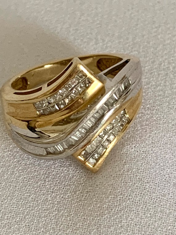 Yellow and White 10K Gold and Diamond Ring