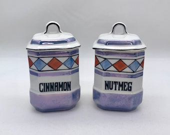 White Block Vintage Spice Containers