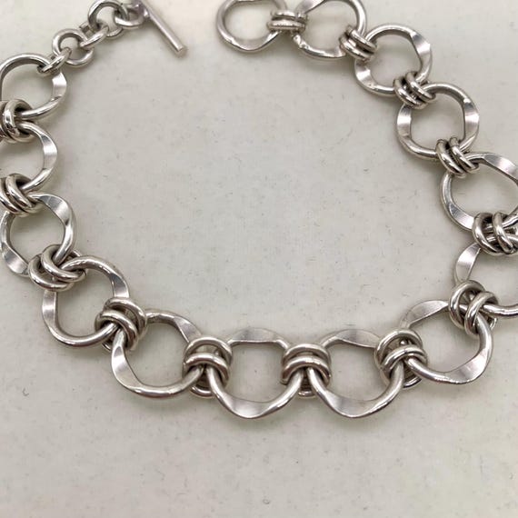 Sterling Silver Ring Link Bracelet - image 3