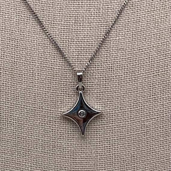 Sterling Silver Diamond-Accented Star Pentant Necklace