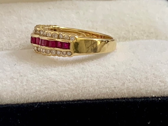 Ruby and Diamond 18k Gold Ring - image 6