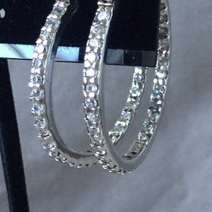 Inside Out CZ Sterling Silver Hoop Earrings