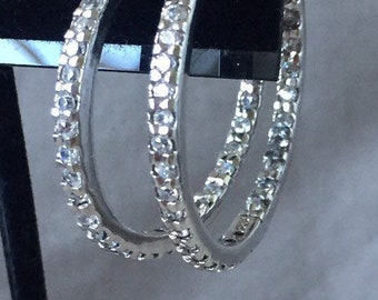 Inside Out CZ Sterling Silver Hoop Earrings