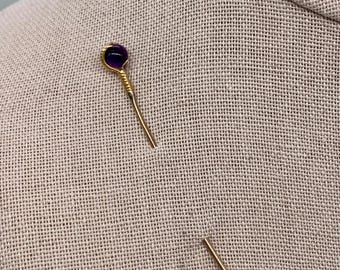 Amethyst and 14K Gold Ball and Claw Stick Pin