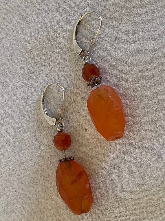Amber and Silver Dangle Earrings - image 5