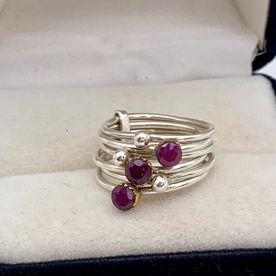 Sterling Silver Ruby Stacking Rings - image 2