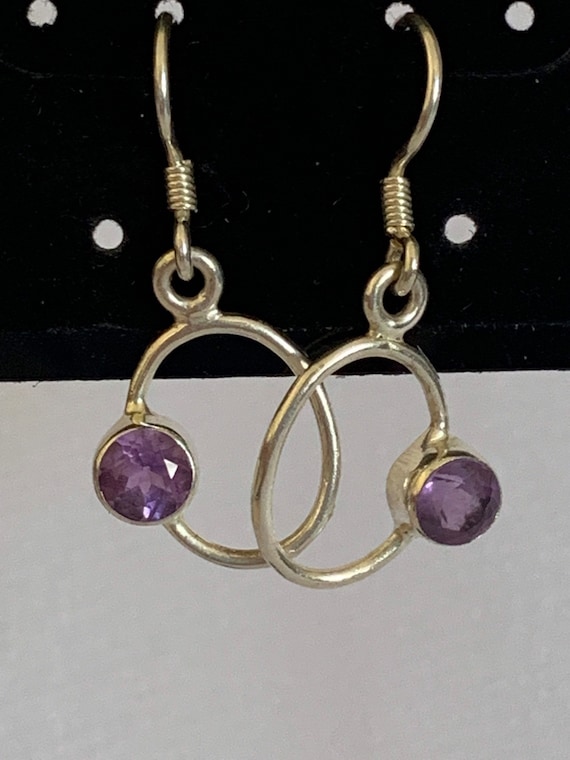 Sterling Silver and Amethyst Dangle Earrings - image 2