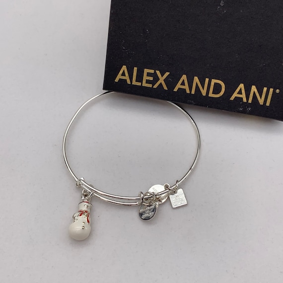 Alex and Ani Snowman Charm Silvertone Bracelet - image 1