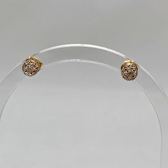 14K Gold Cluster Diamond Stud Earrings