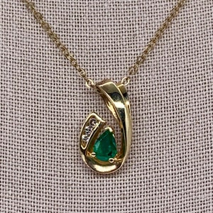 Emerald Diamond 14k Yellow Gold Pendant