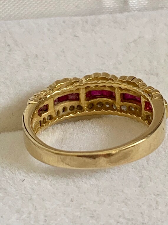 Ruby and Diamond 18k Gold Ring - image 7