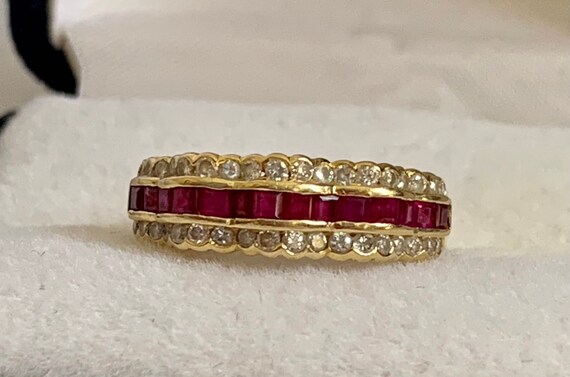 Ruby and Diamond 18k Gold Ring - image 3