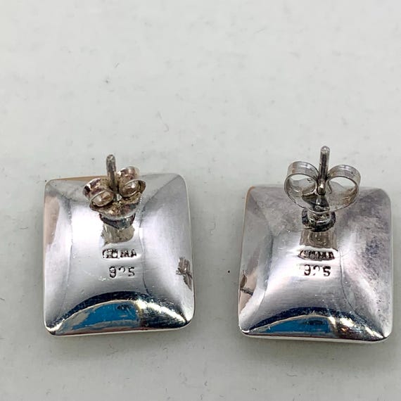 Blue Lapis Rectangular Sterling Silver Earrings - image 4