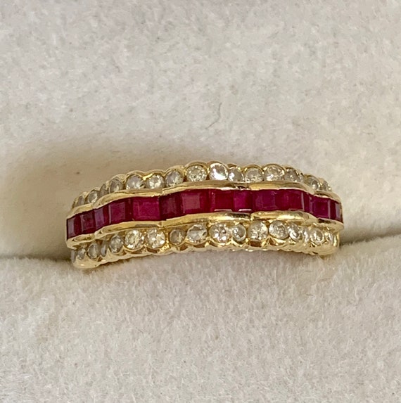 Ruby and Diamond 18k Gold Ring - image 1