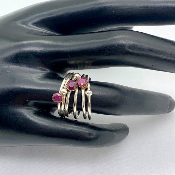 Sterling Silver Ruby Stacking Rings - image 3
