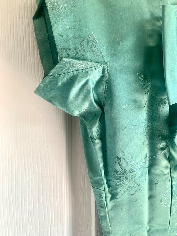 Chinese Silk Brocade Vintage Dress - Aqua - image 7