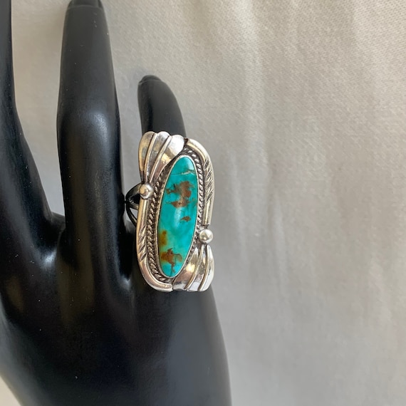 Turquoise Sterling Silver Knuckle Statement Ring - image 1