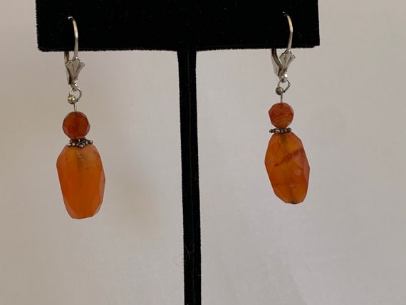 Amber and Silver Dangle Earrings - image 1