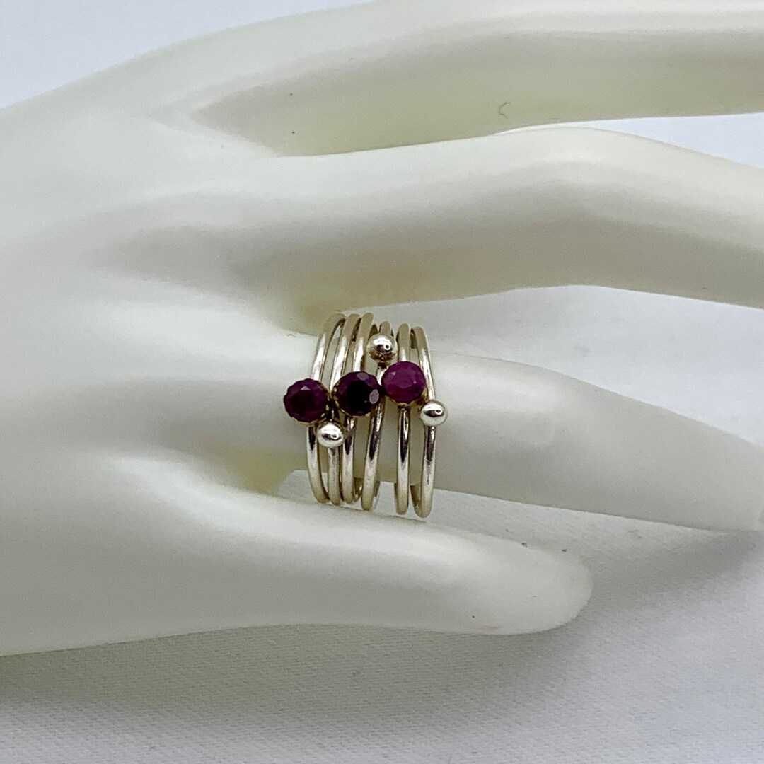 Sterling Silver Ruby Stacking Rings - Etsy