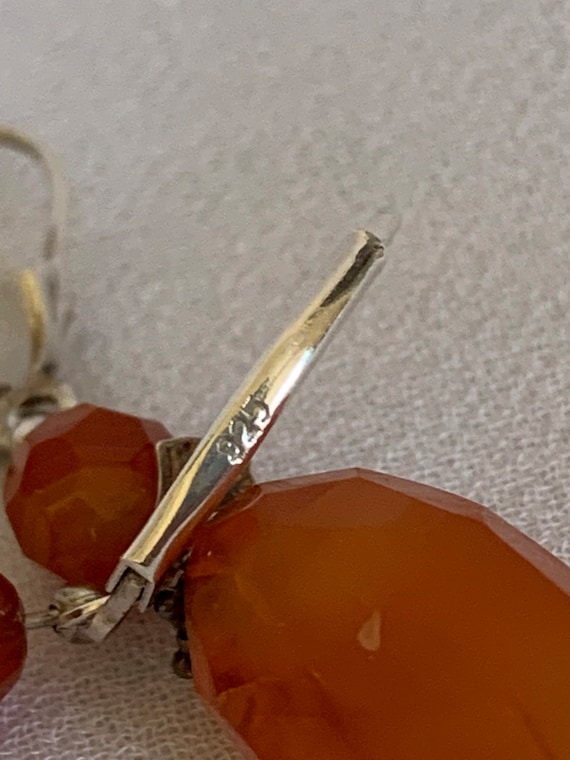 Amber and Silver Dangle Earrings - image 3
