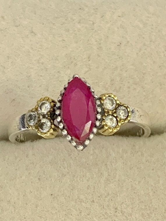 Bora Jewelry Ruby and CZ Sterling Silver Ring