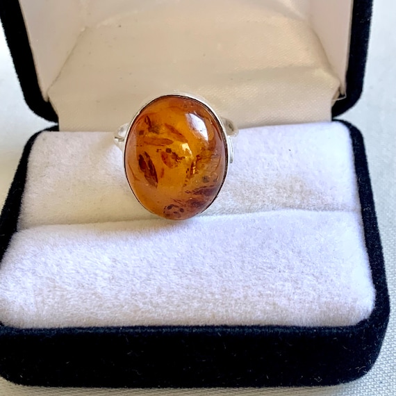 Amber Sterling Silver Statement Ring