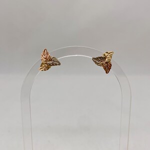 14K Tri-Color Gold Leaf Earrings