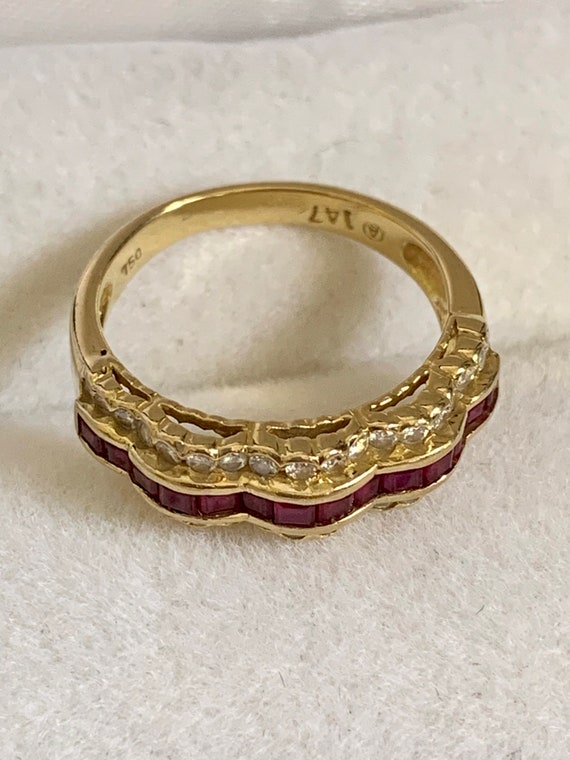 Ruby and Diamond 18k Gold Ring - image 10