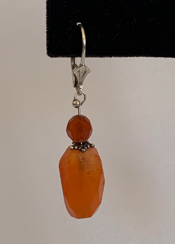 Amber and Silver Dangle Earrings - image 2