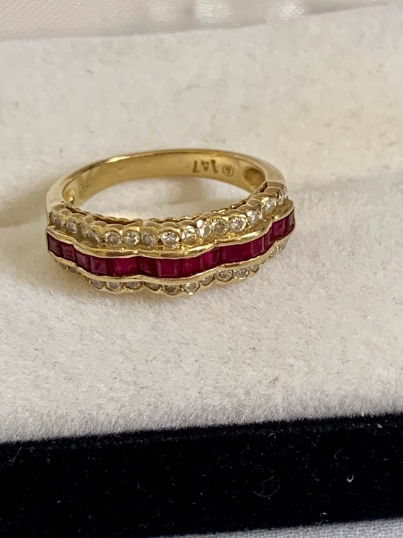 Ruby and Diamond 18k Gold Ring - image 5