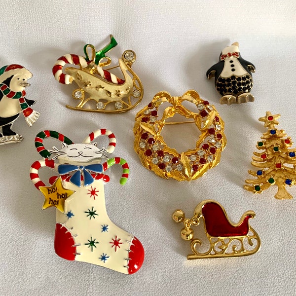 Vintage Holiday and Winter Pins