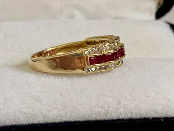 Ruby and Diamond 18k Gold Ring - image 8