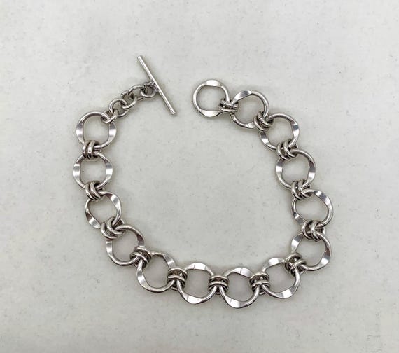 Sterling Silver Ring Link Bracelet - image 5