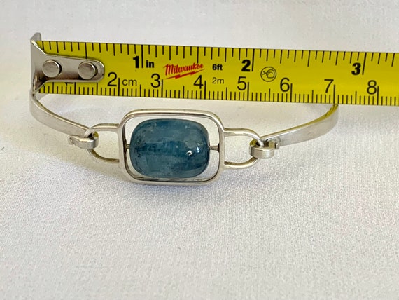 Blue Bead Hinged Sterling Silver Bracelet - image 6