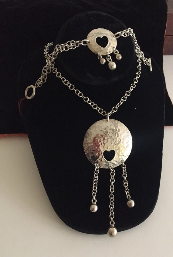 Artsy Sterling Silver Necklace and Bracelet
