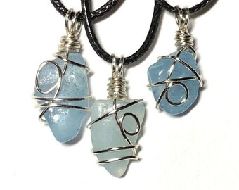 Silky Aquamarine Crystal Pendant 20 ct Brazil Aquamarine Jewelry Green Aquamarine Necklace Unheated Aquamarine Crystal Wire Wrap Small