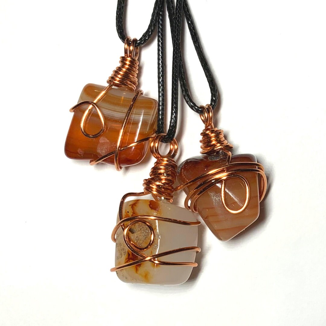 Carnelian Pendant-E- Red Carnelian Necklace-Natural Stone Wire Wrappe…
