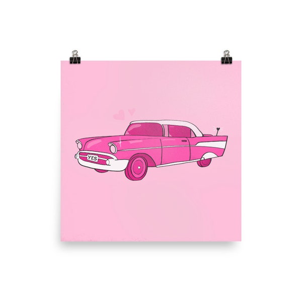 Pink Retro Lowrider Car Wall Art