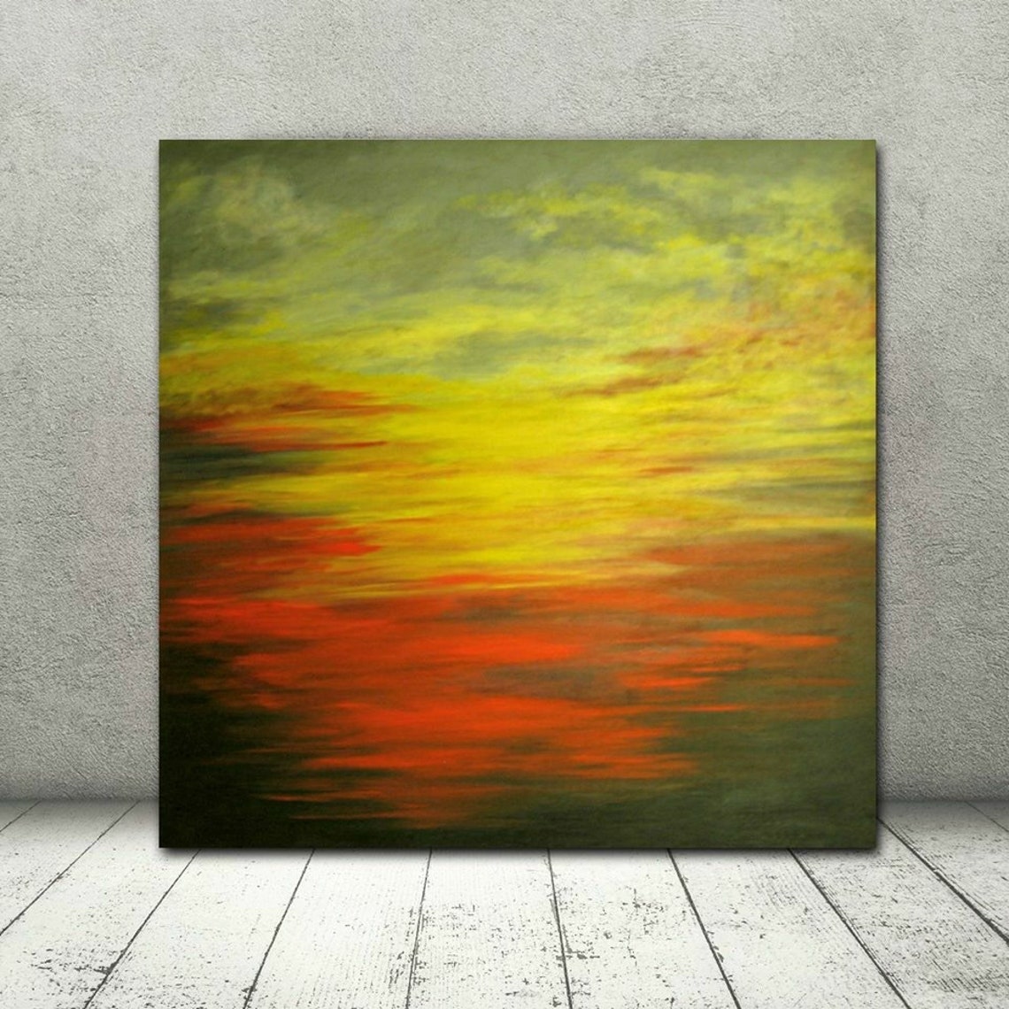 Big Sky Art 36x36 Art on Canvas Original Abstract Red Black Etsy