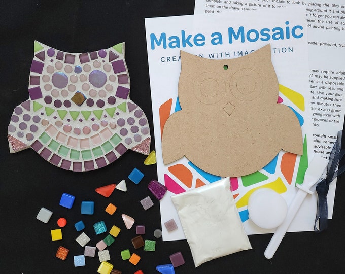 Mosaic Owl Craft Kit - Any colour combination - Make your own