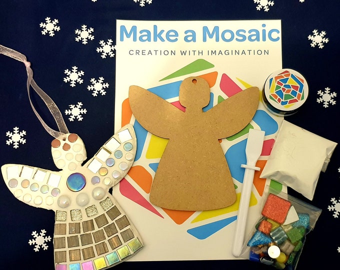 Make a Mosaic Tree Decoration - Angel - Christmas Crafts - Christmas Eve Box - Any colour Combination